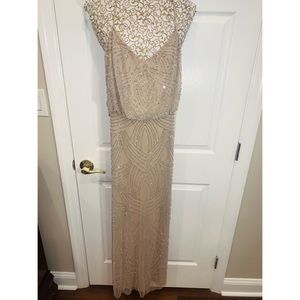 Elegant modest Shiny Women’s gown nude color